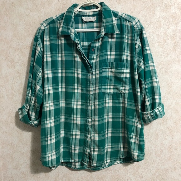 Custom upcycled “Not Normal” vintage plaid flannel. L - Picture 2 of 4